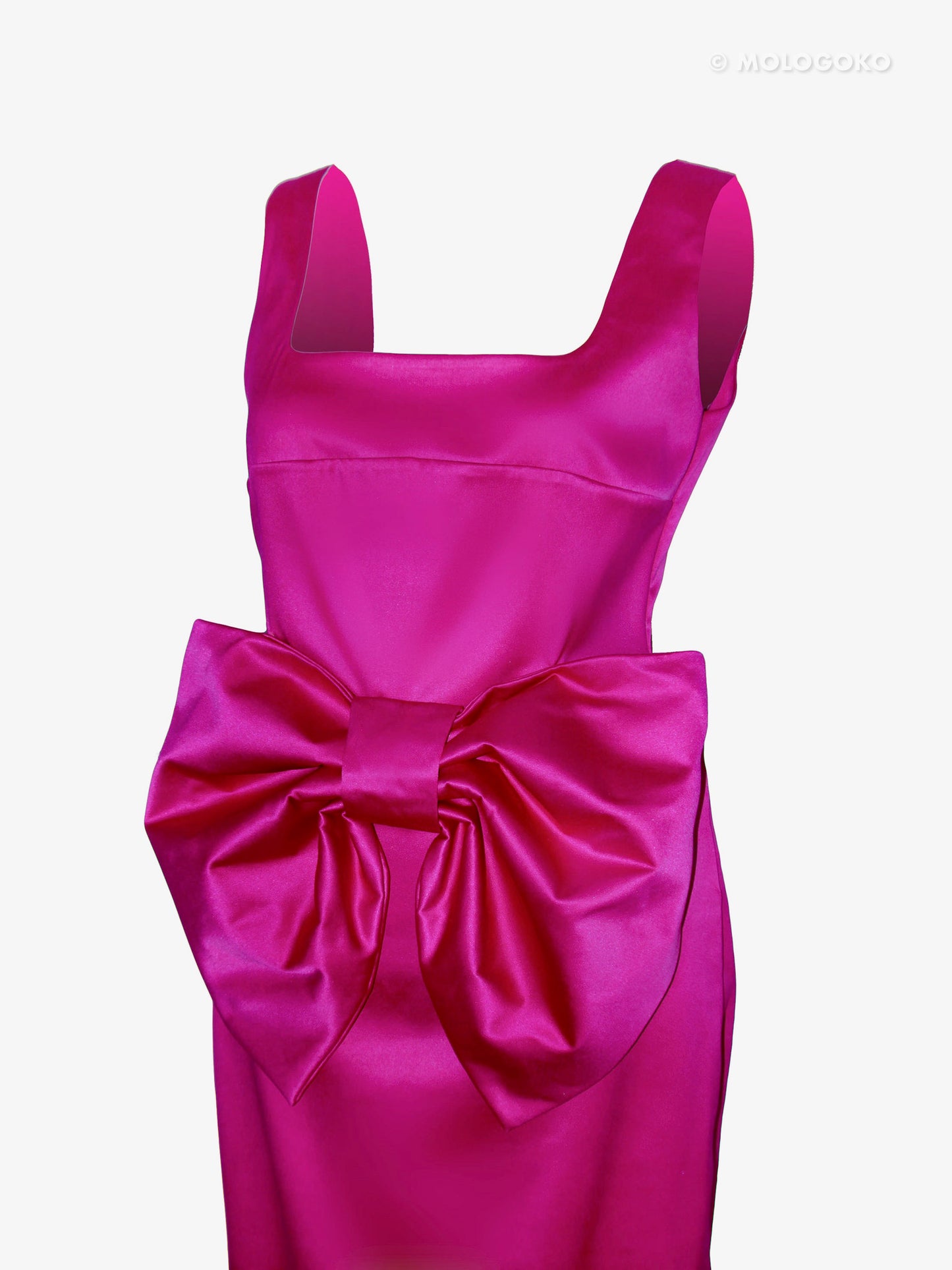 Raspberry Bow Stretch Satin Midi Dress – Mologoko Couture