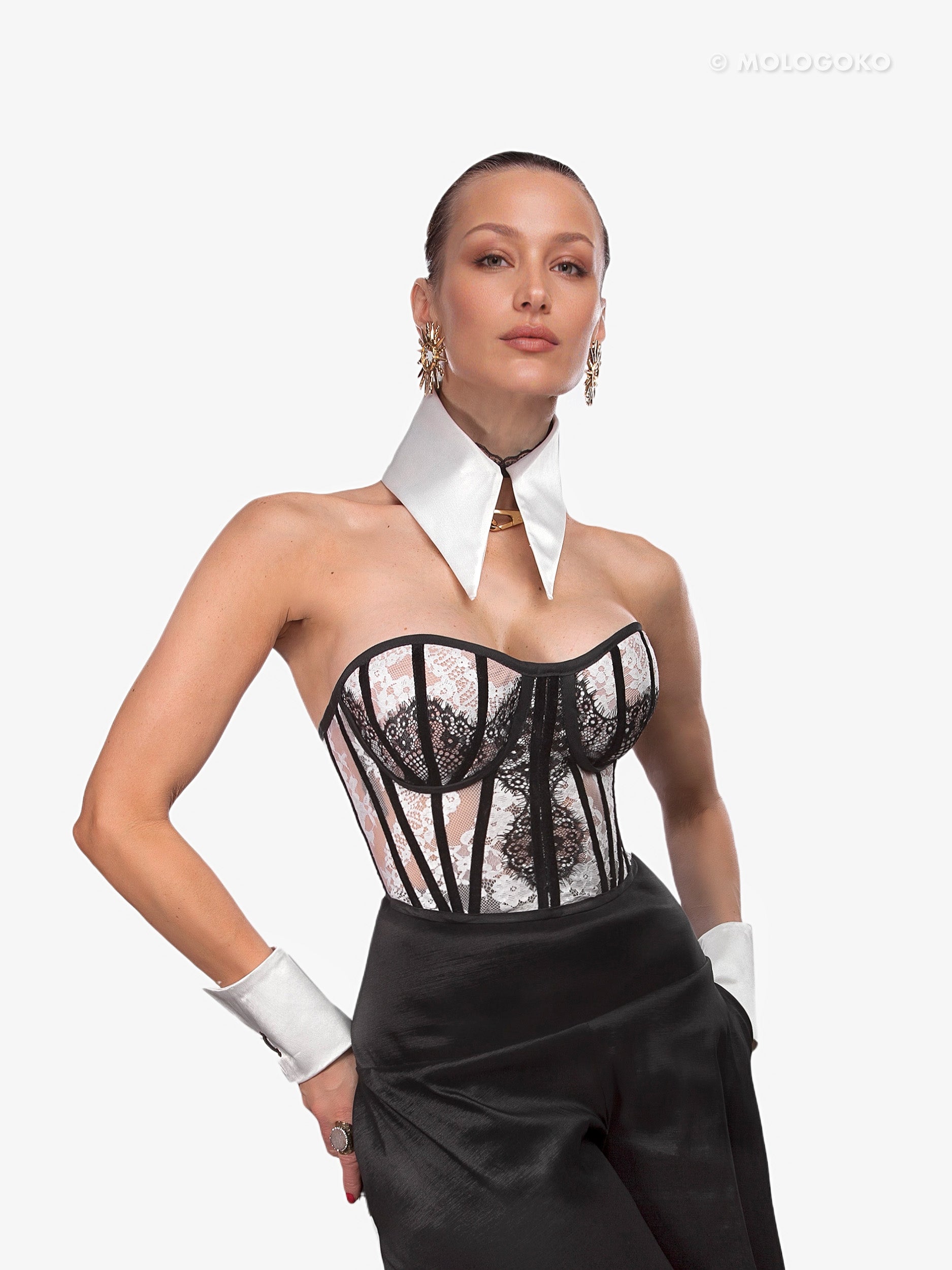 The Chapel Window Bustier White Lace - custom. made fashion