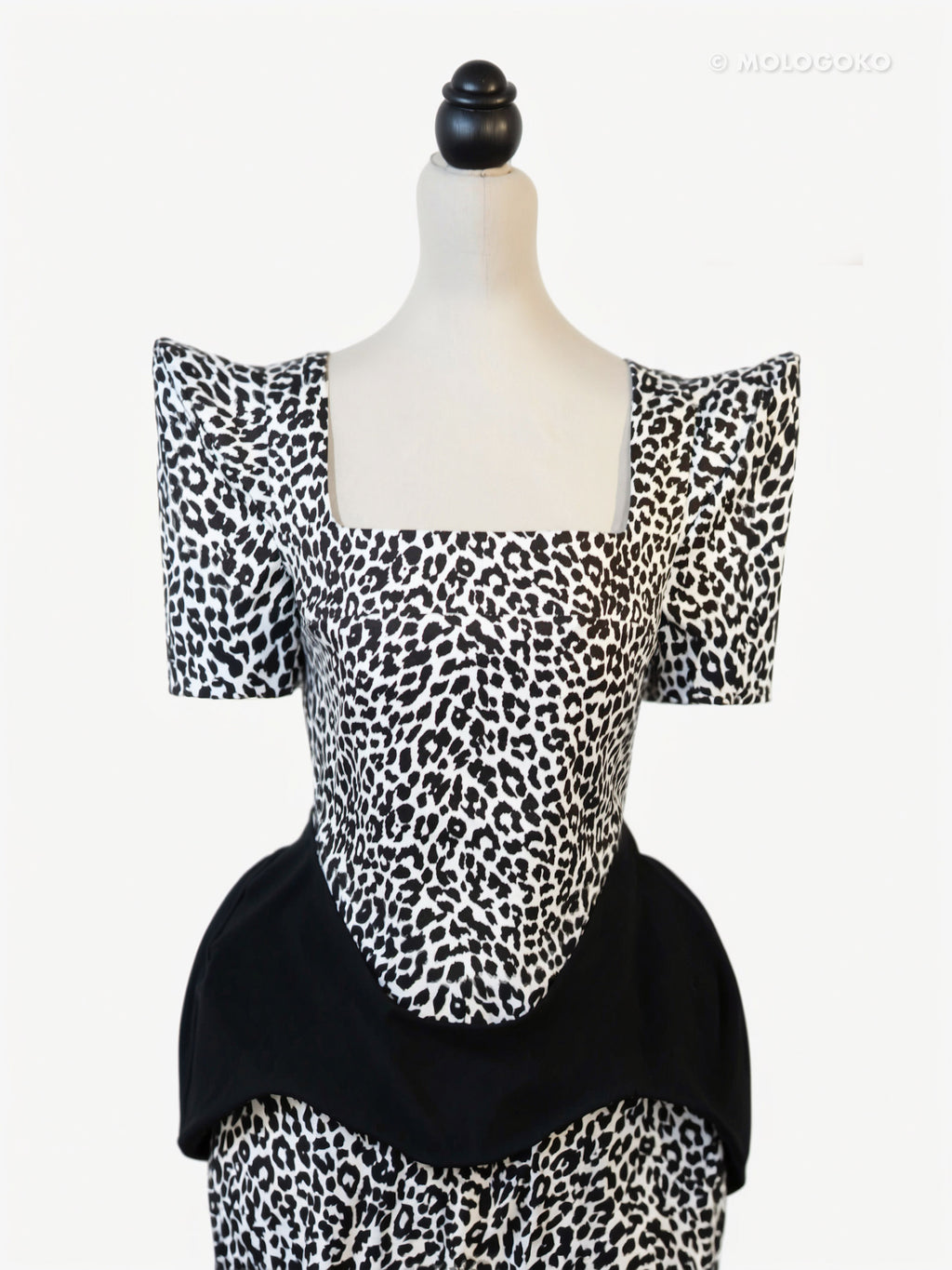 Leopard Stretch Cotton Twill Corseted To with Sleeves - custom. made fashion