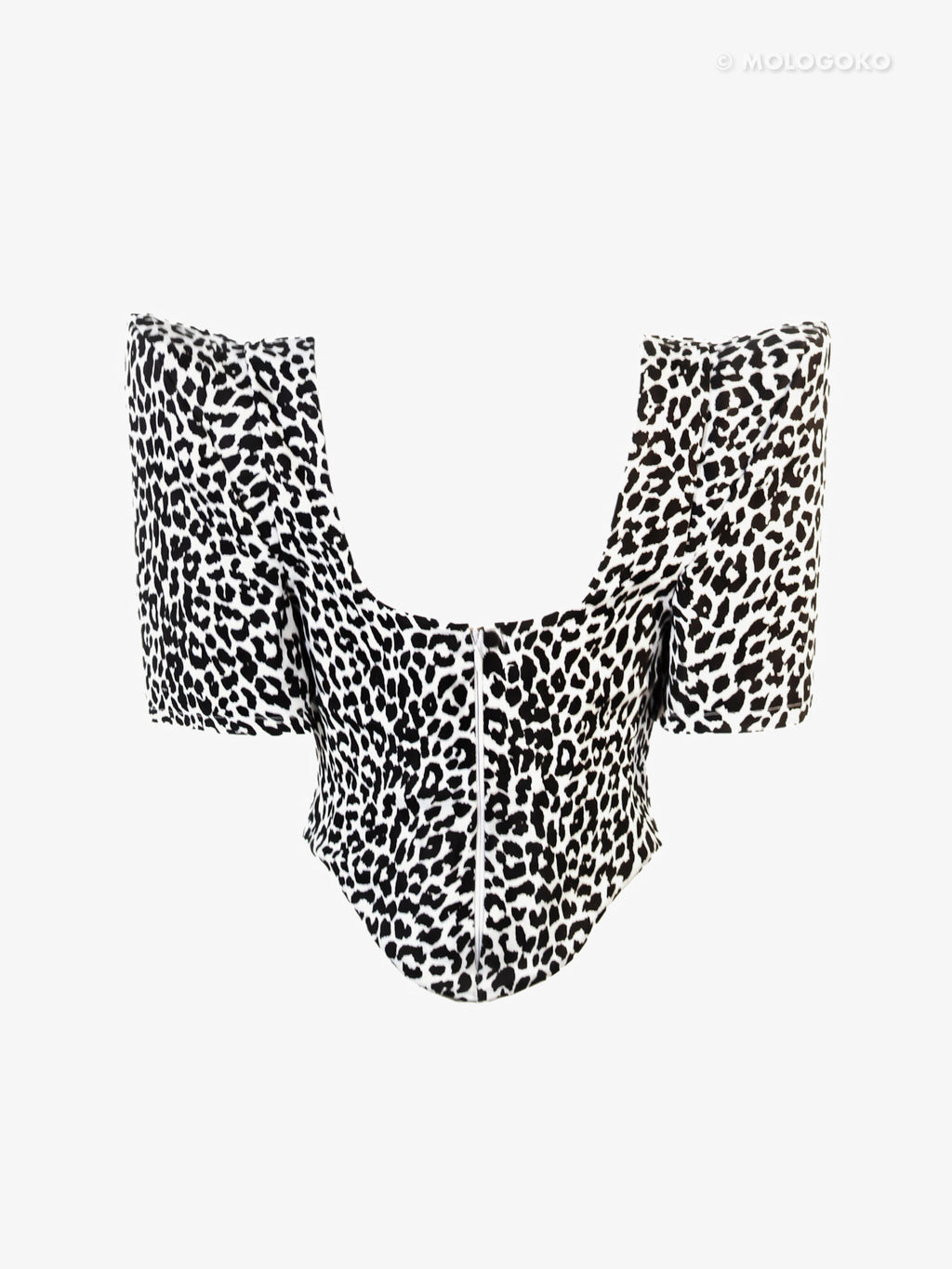 Leopard Stretch Cotton Twill Corseted To with Sleeves - custom. made fashion