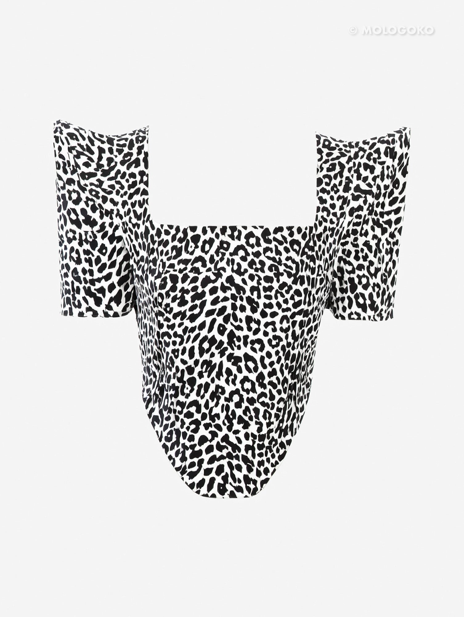 Leopard Stretch Cotton Twill Corseted To with Sleeves - custom. made fashion