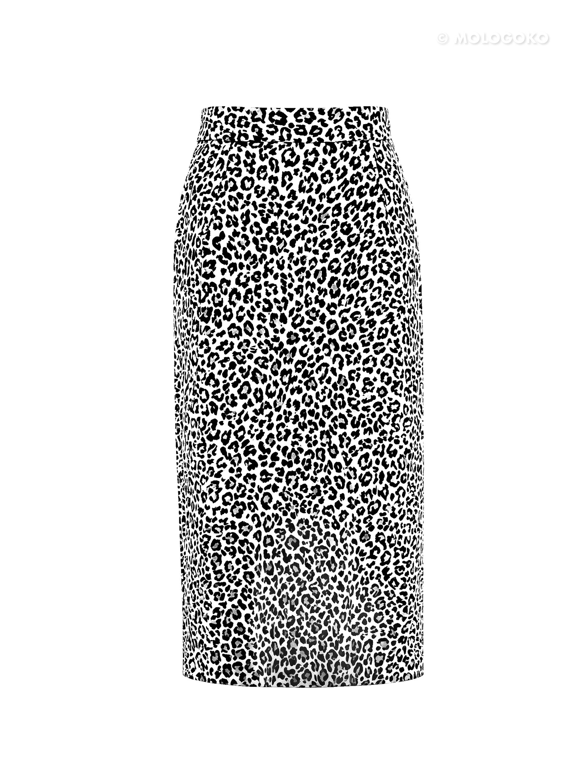 Leopard Stretch Cotton Twill Pencil Tea Length Skirt - custom made fashion usa