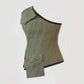 Olive Organic Cotton Quilted Front Zipper Corset with Pockets - custom made clothing