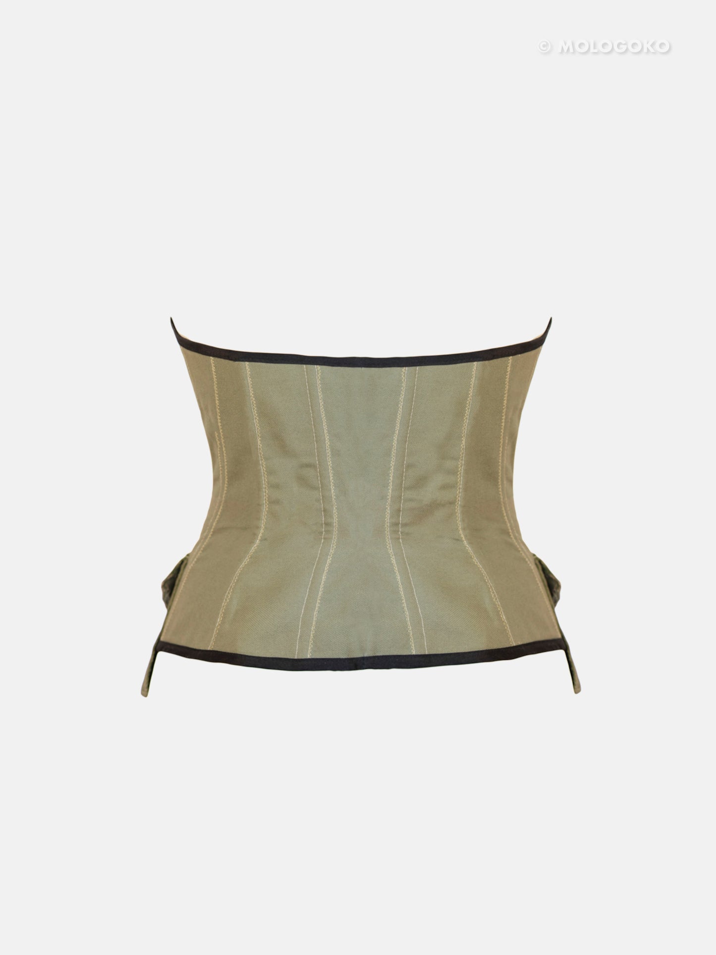Olive Organic Cotton Quilted Front Zipper Corset with Pockets - custom made clothing