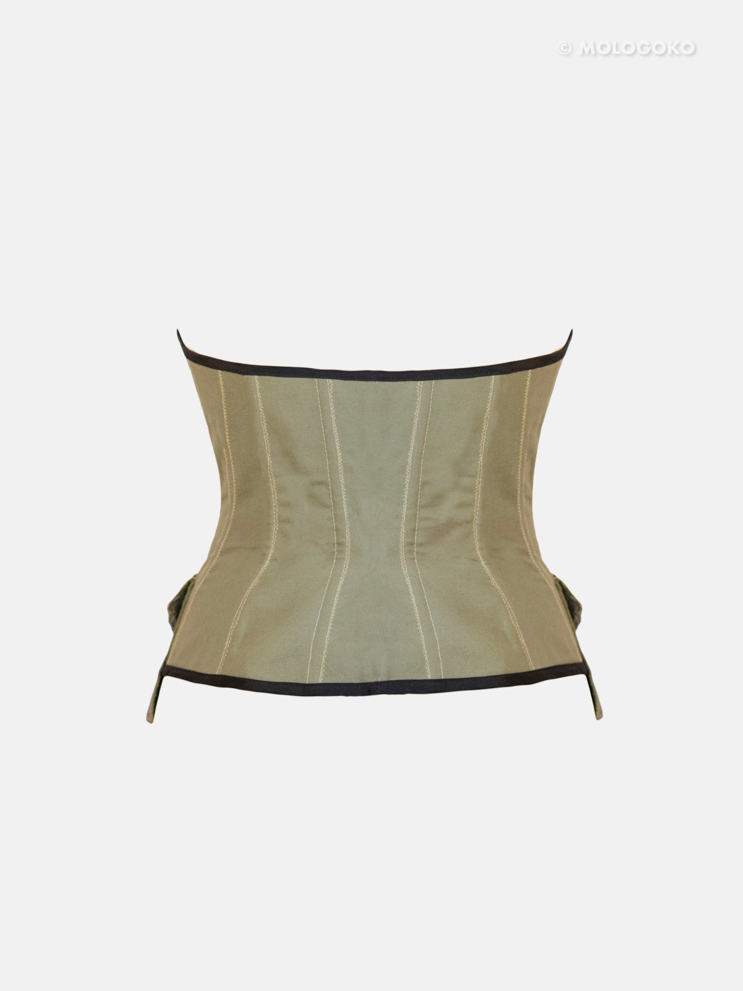 Olive Organic Cotton Quilted Front Zipper Corset with Pockets - custom made clothing