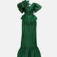 Emerald Green Silk Taffeta Draped Corset with Peplum