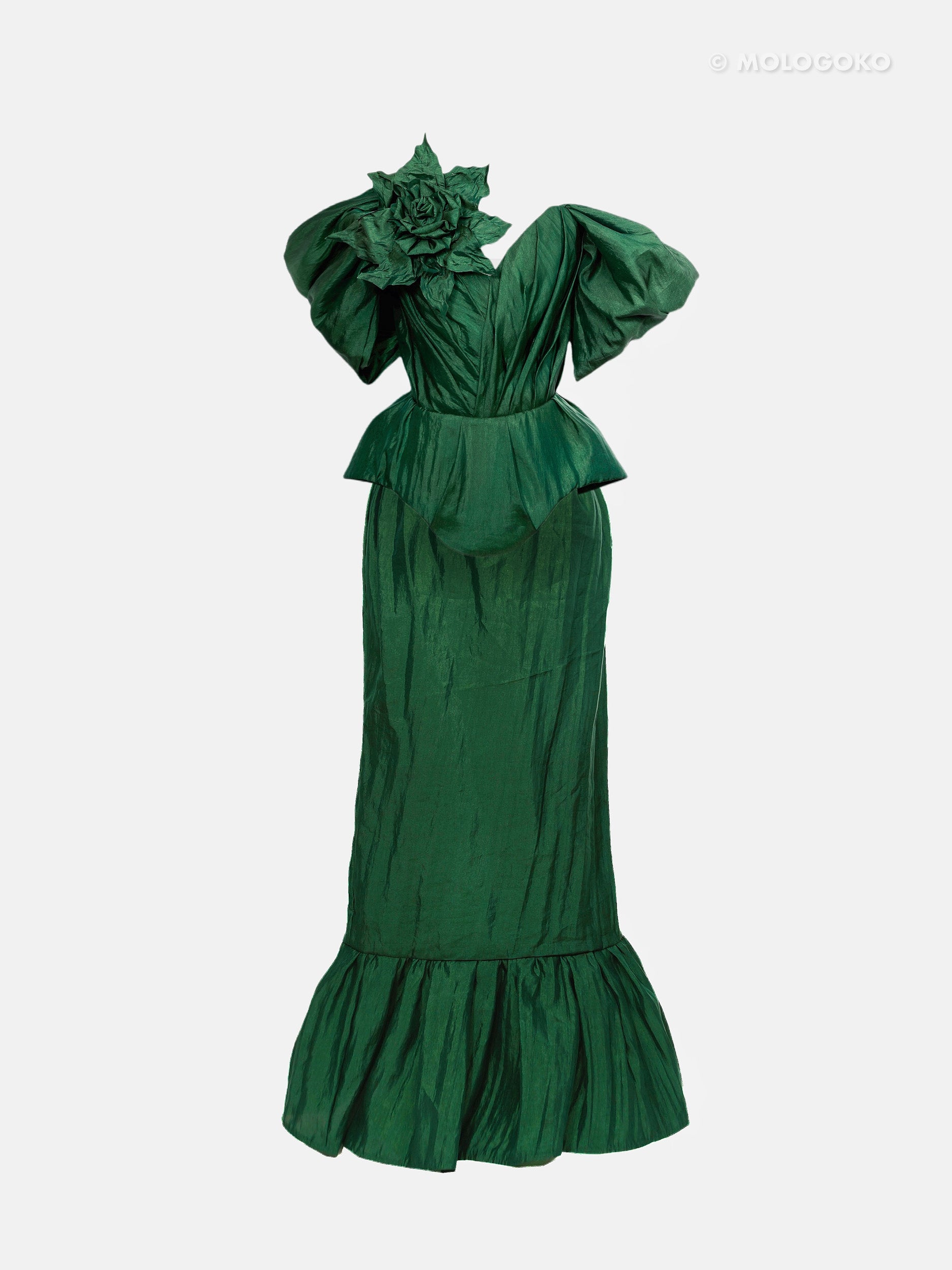 Silk Taffeta Maxi Skirt with Ruffle