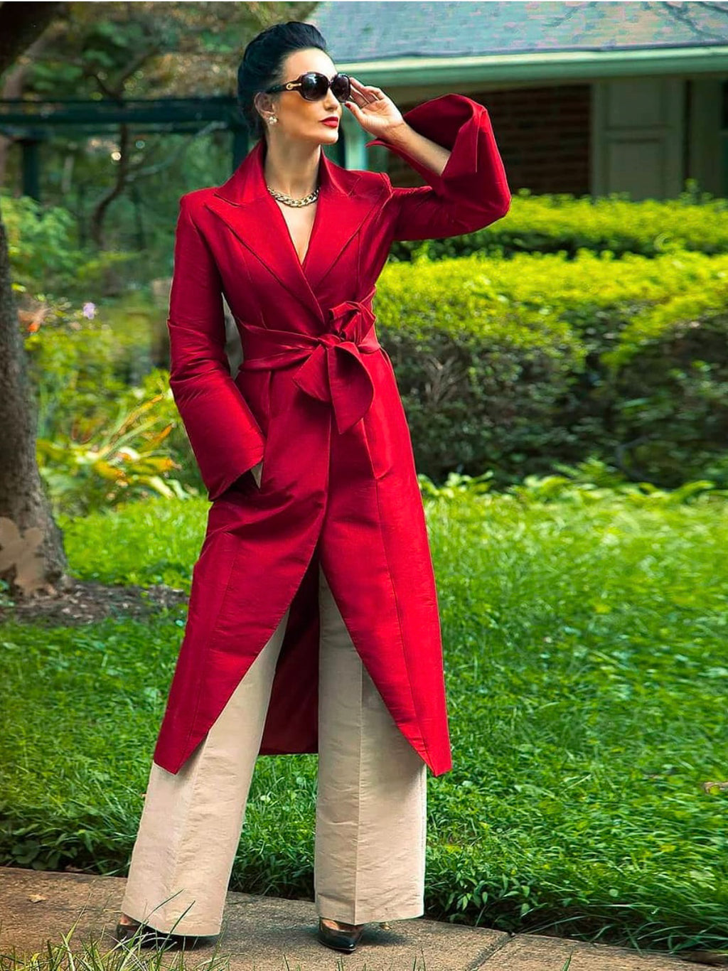 Long Strong Shoulder Coat Dress