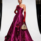 Viviana Raspberry 3D Floral One-Shoulder Ballgown