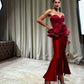 Dina Red Carpet Style Corset with Peplum and Flower