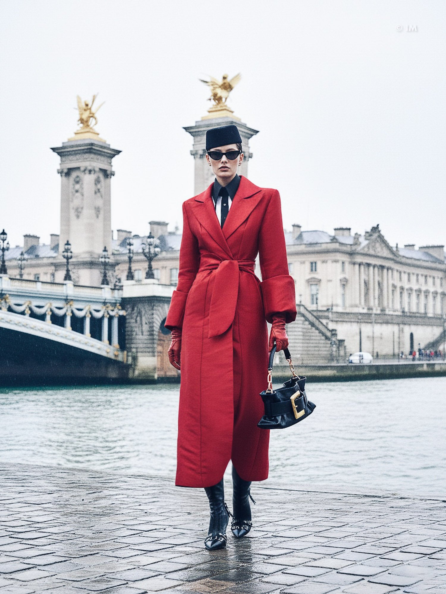 Long Strong Shoulder Coat Dress