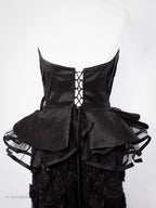 Dina Red Carpet Style Corset with Peplum and Flower - Mologoko Couture