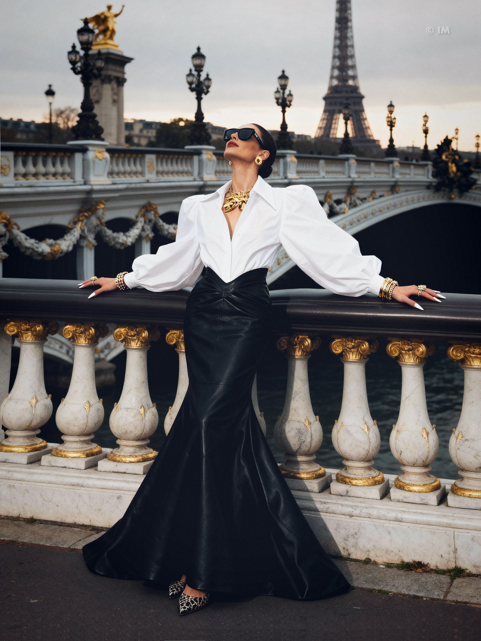 Large Pointy Collar Statement Sleeves Shirt