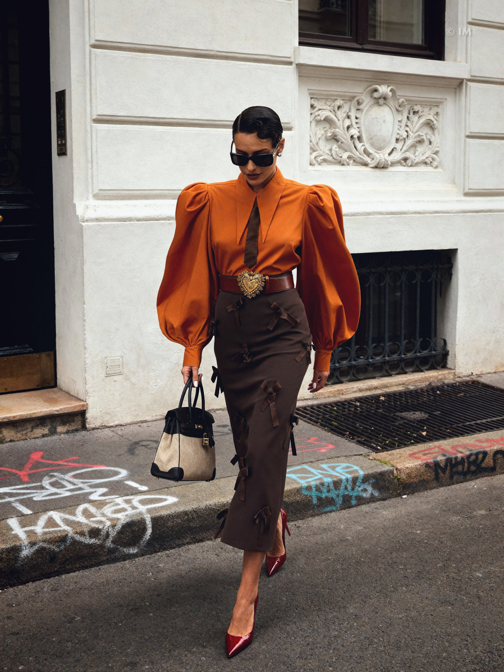 Large Pointy Collar Statement Sleeves Shirt