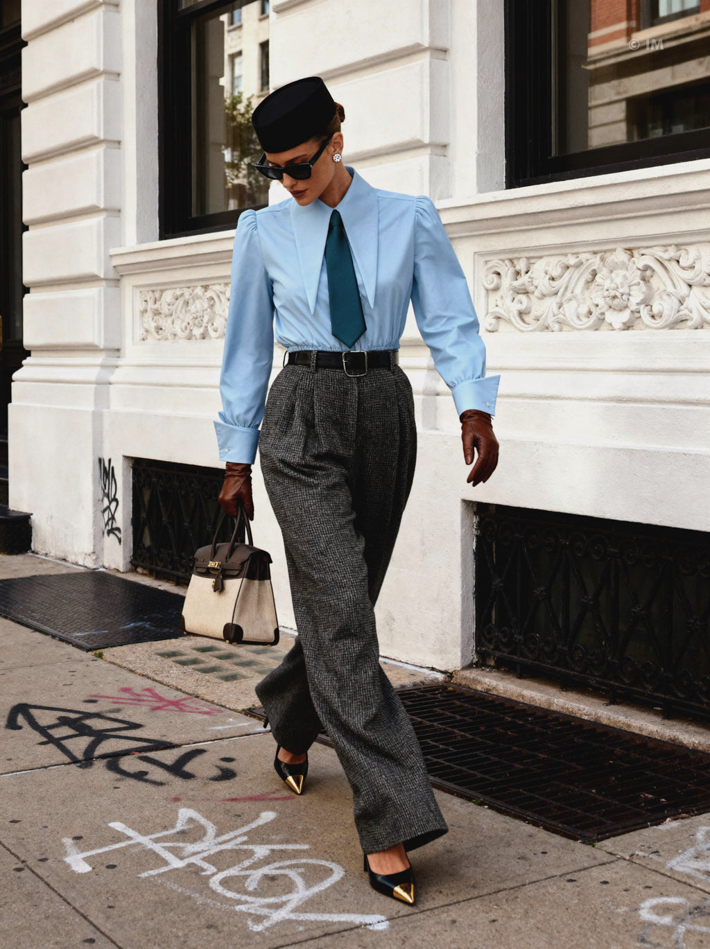 Large Pointy Collar Long Sleeves Crop Top Shirt