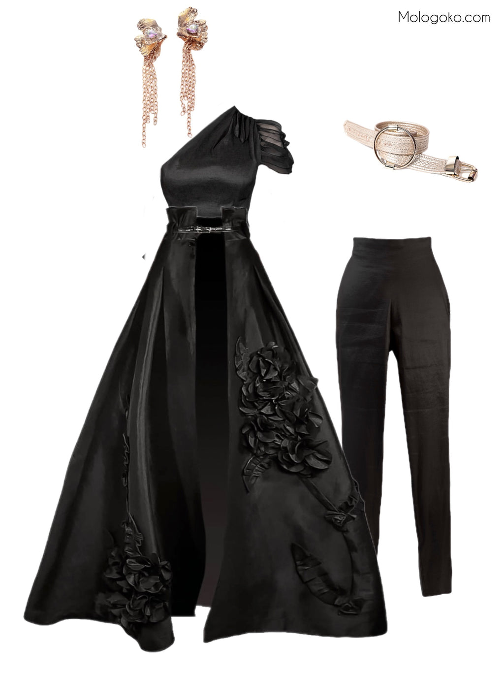 Base Stretch Taffeta Slim Cut Trousers - Mologoko Couture