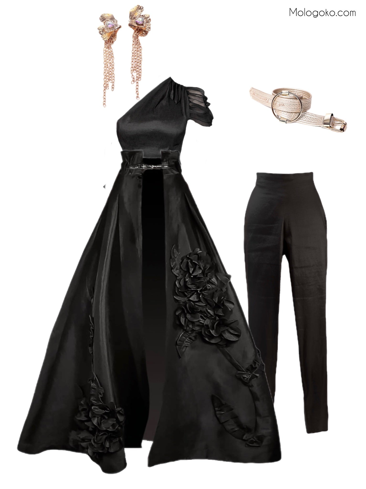 3D Flowers Ball Gown Overskirt - Mologoko Couture