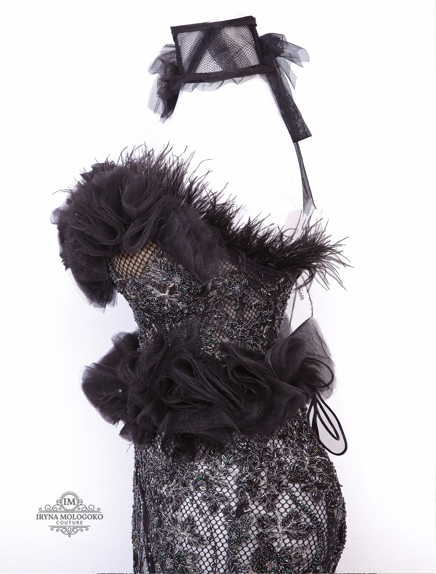 Black Swan Red Carpet Style Goth Corset - Mologoko Couture