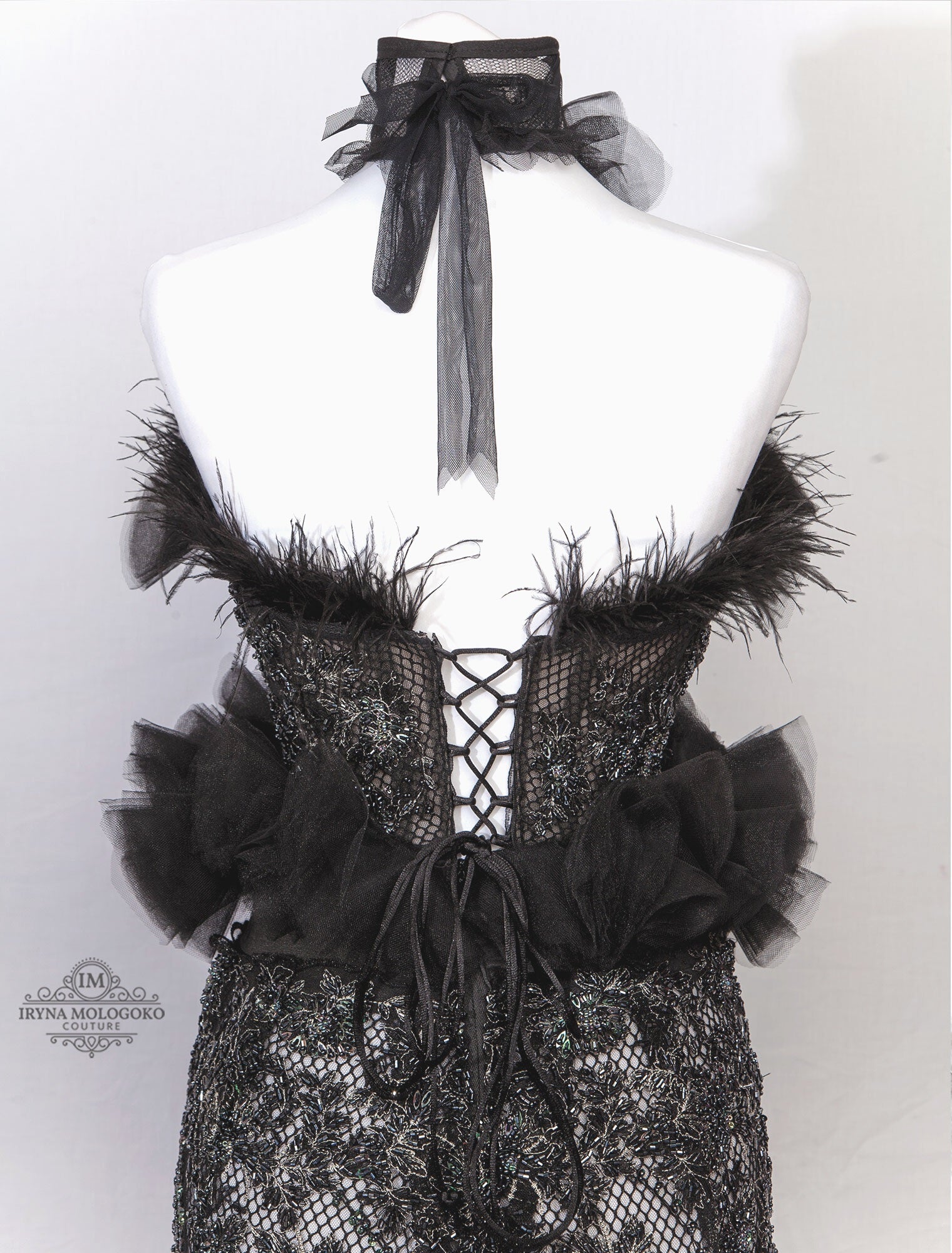 Black Swan Red Carpet Style Goth Corset - Mologoko Couture