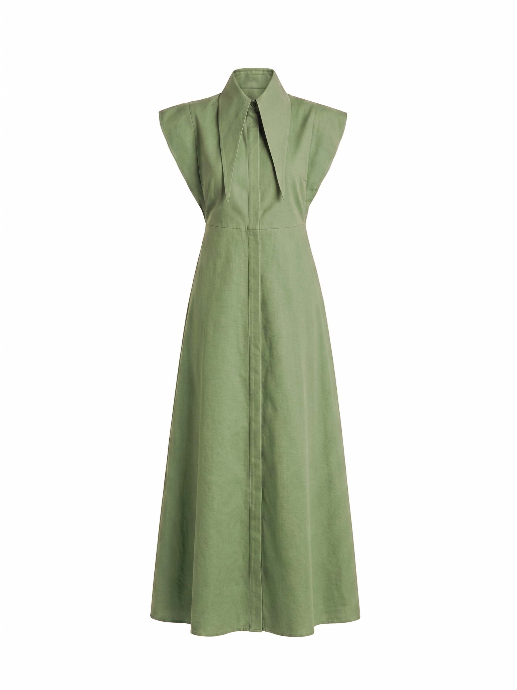 Matilda 10" Long Collar Maxi Shirt Dress