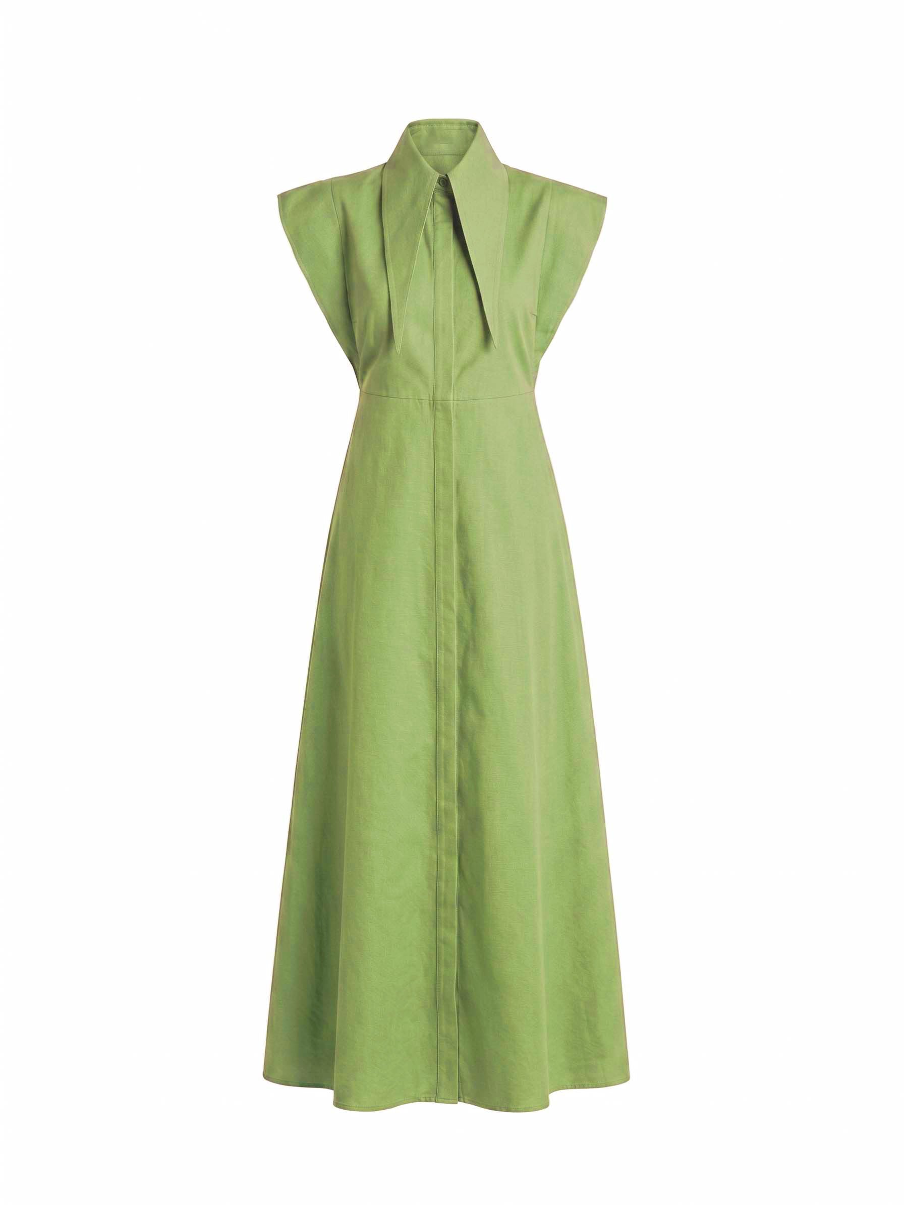 Matilda 10" Long Collar Maxi Shirt Dress