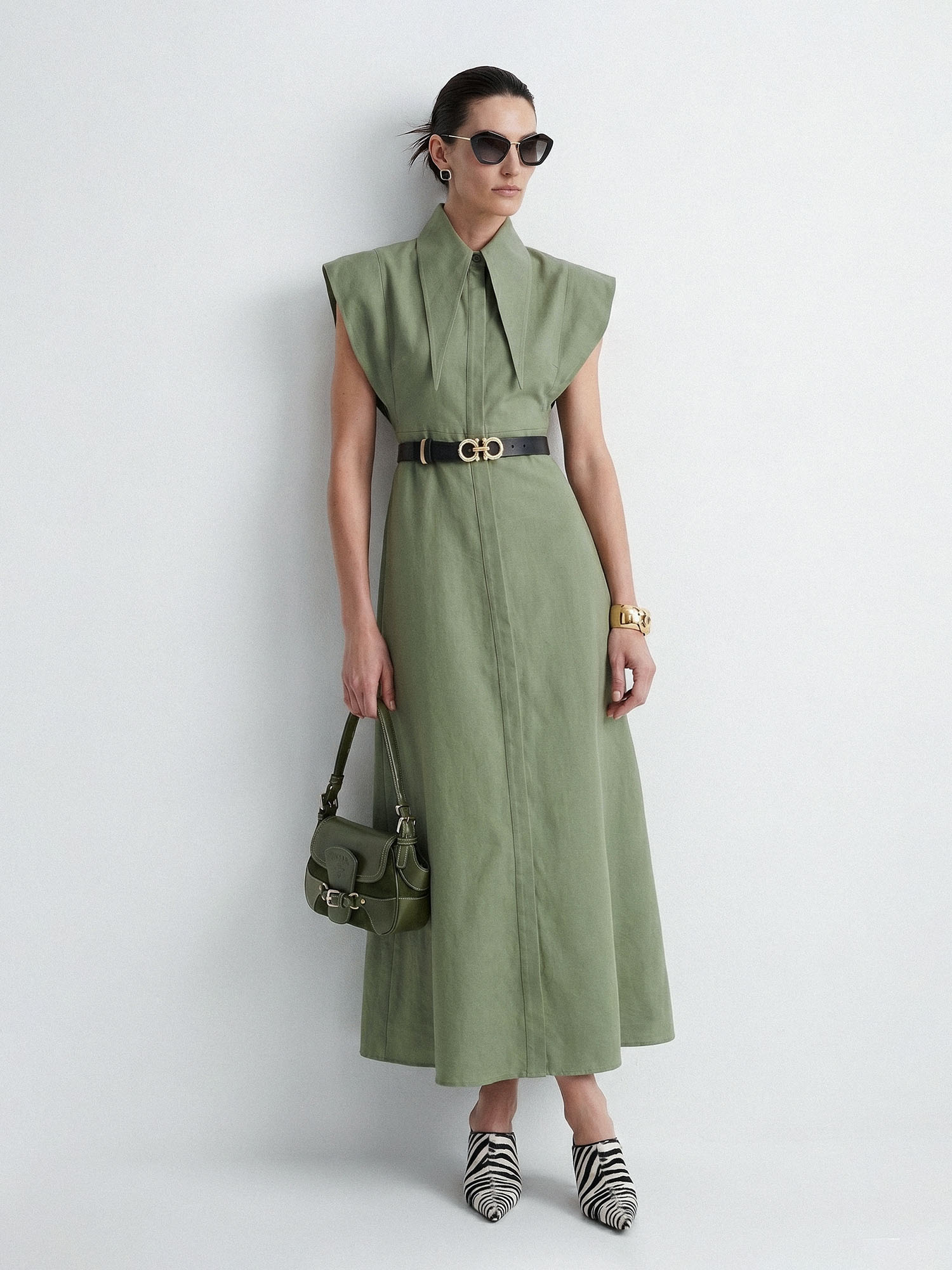 Matilda 10" Long Collar Maxi Shirt Dress