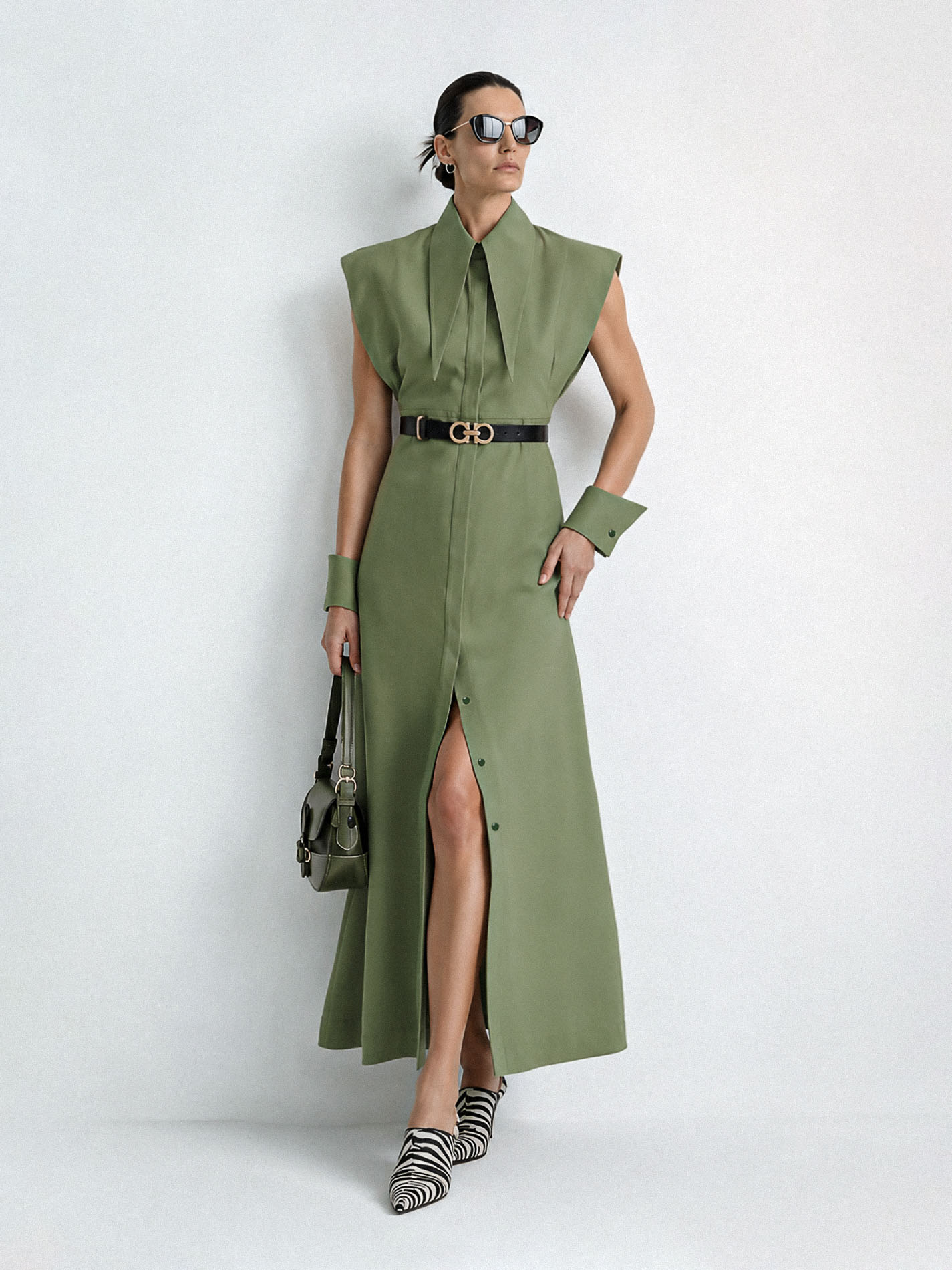 Matilda 10" Long Collar Maxi Shirt Dress