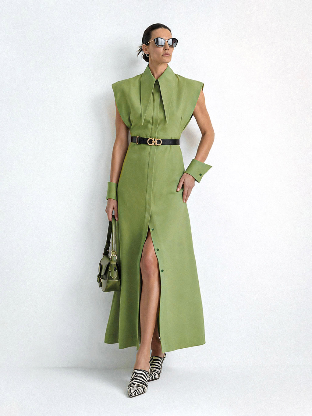 Matilda 10" Long Collar Maxi Shirt Dress