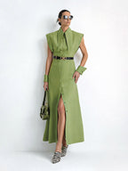 Matilda 10" Long Collar Maxi Shirt Dress