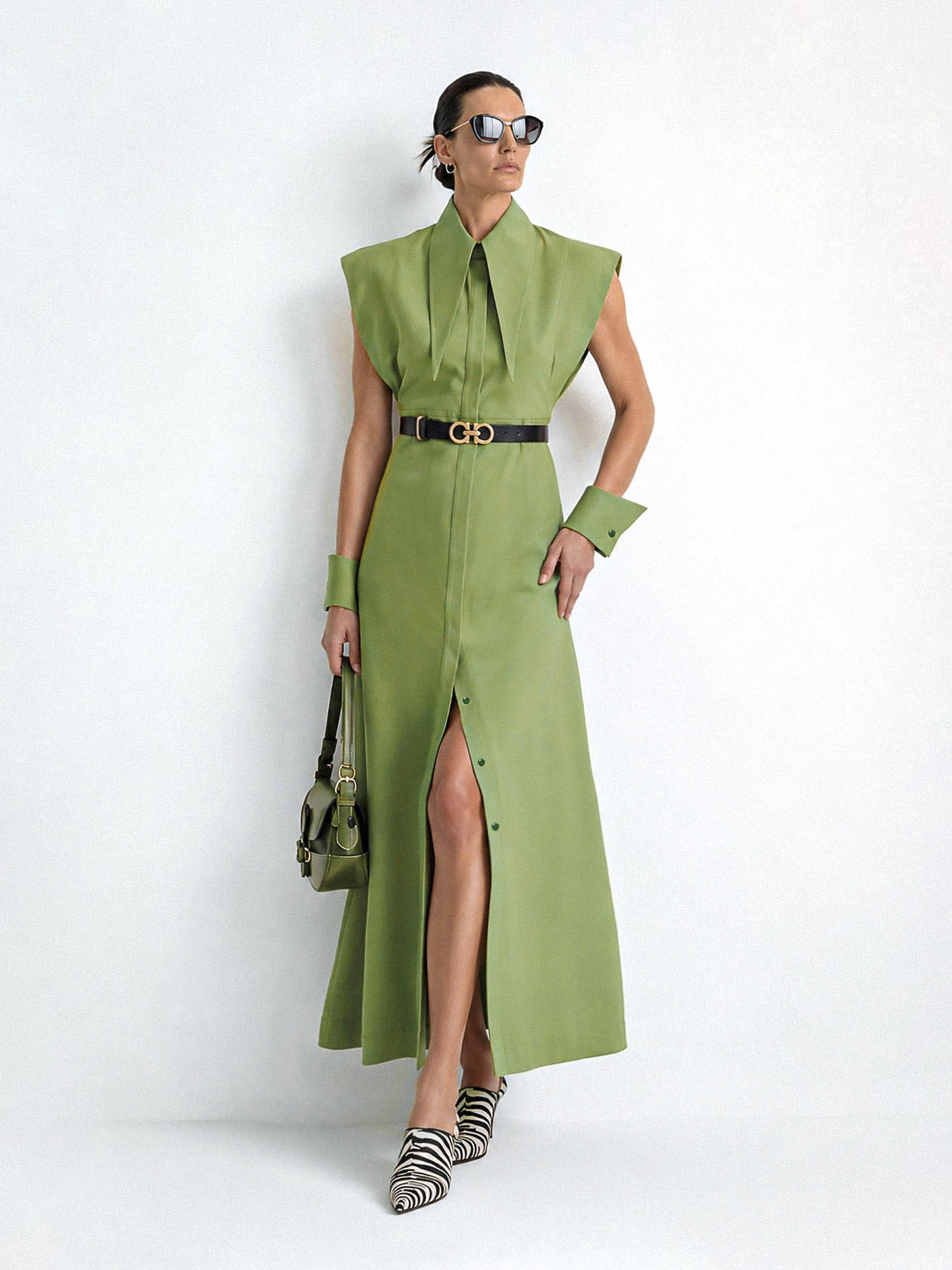 Matilda 10" Long Collar Maxi Shirt Dress
