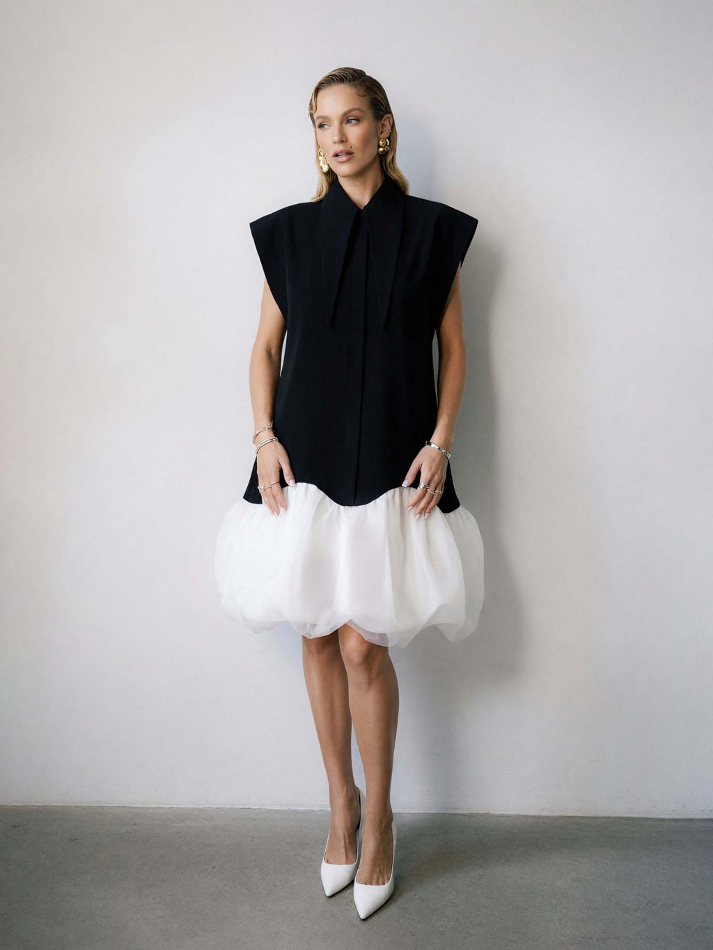 Matilda 10" Long Collar Bubble Midi Dress