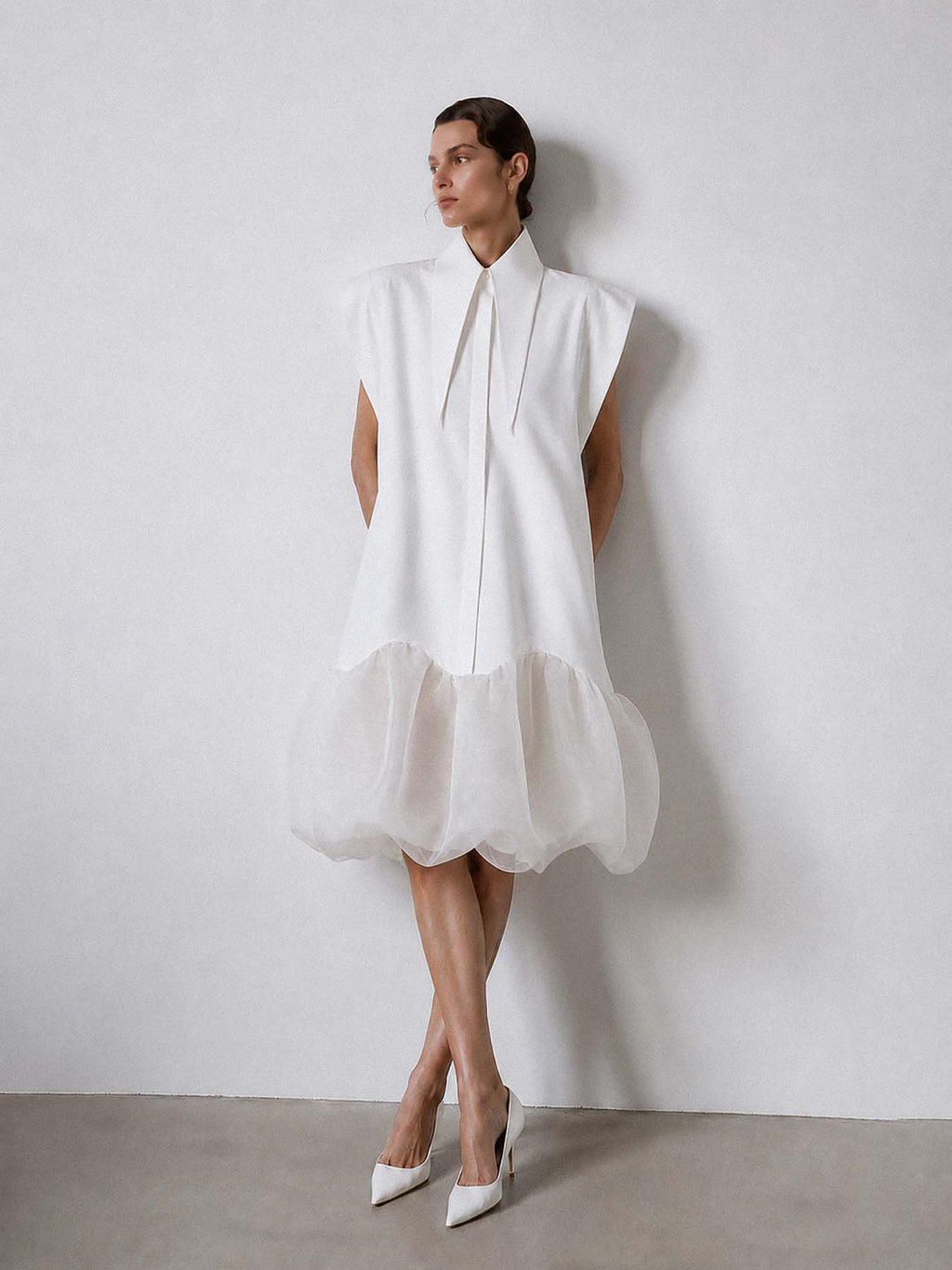 Matilda 10" Long Collar Bubble Midi Dress