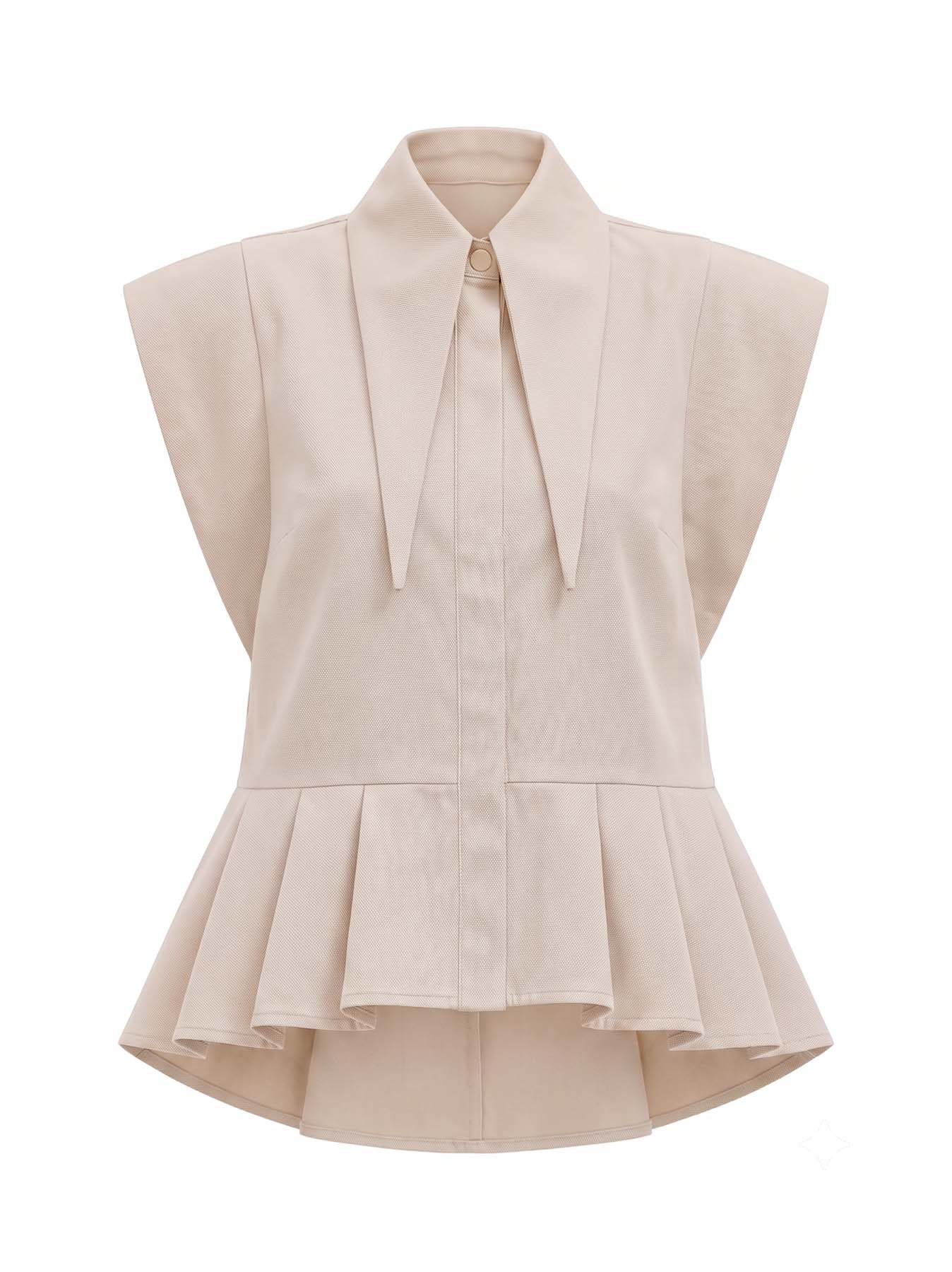 Matilda 10" Long Collar Sleeveless Shirt with Peplum