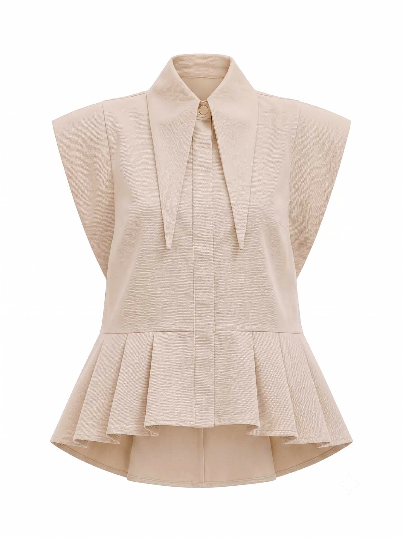 Matilda 10" Long Collar Sleeveless Shirt with Peplum