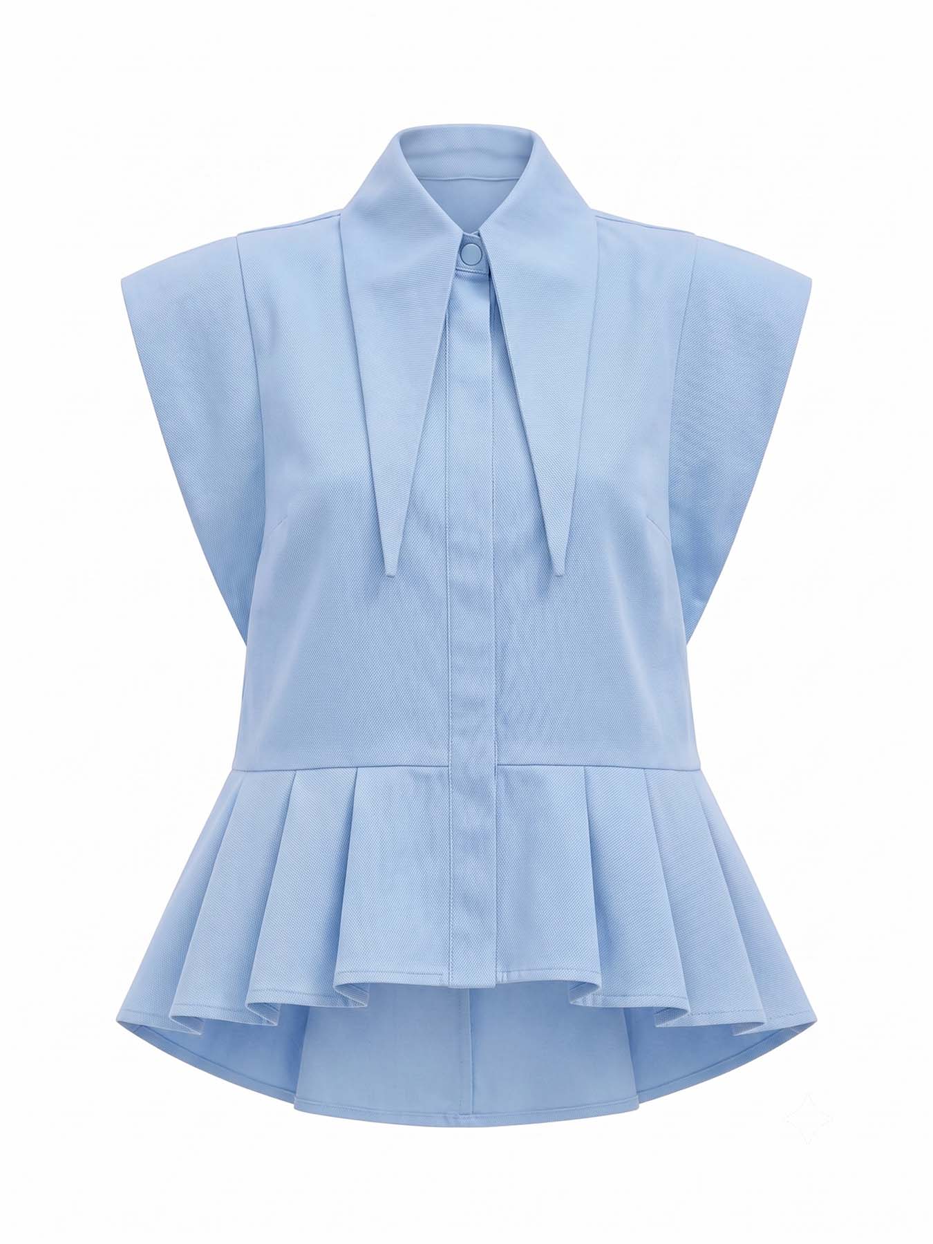 Matilda 10" Long Collar Sleeveless Shirt with Peplum