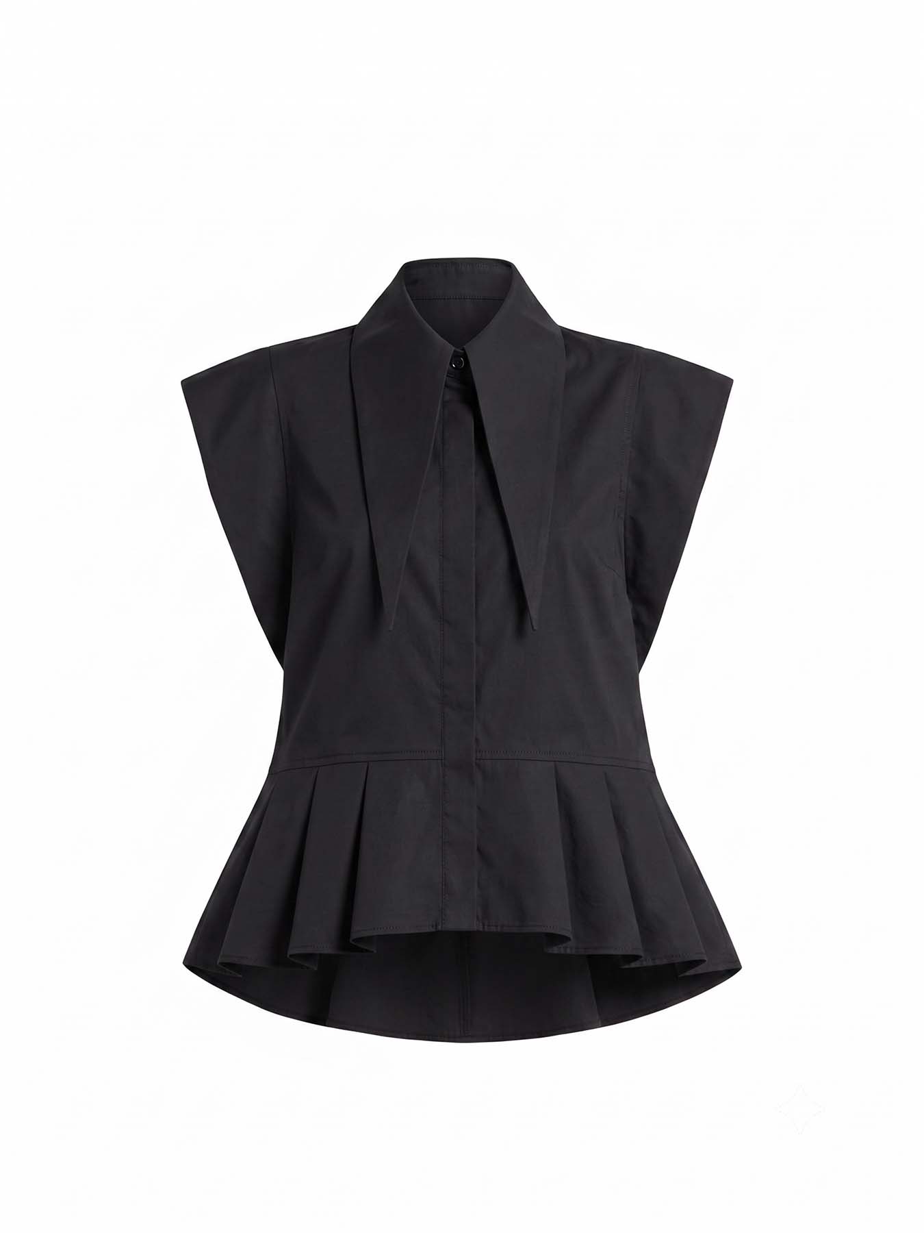 Matilda 10" Long Collar Sleeveless Shirt with Peplum