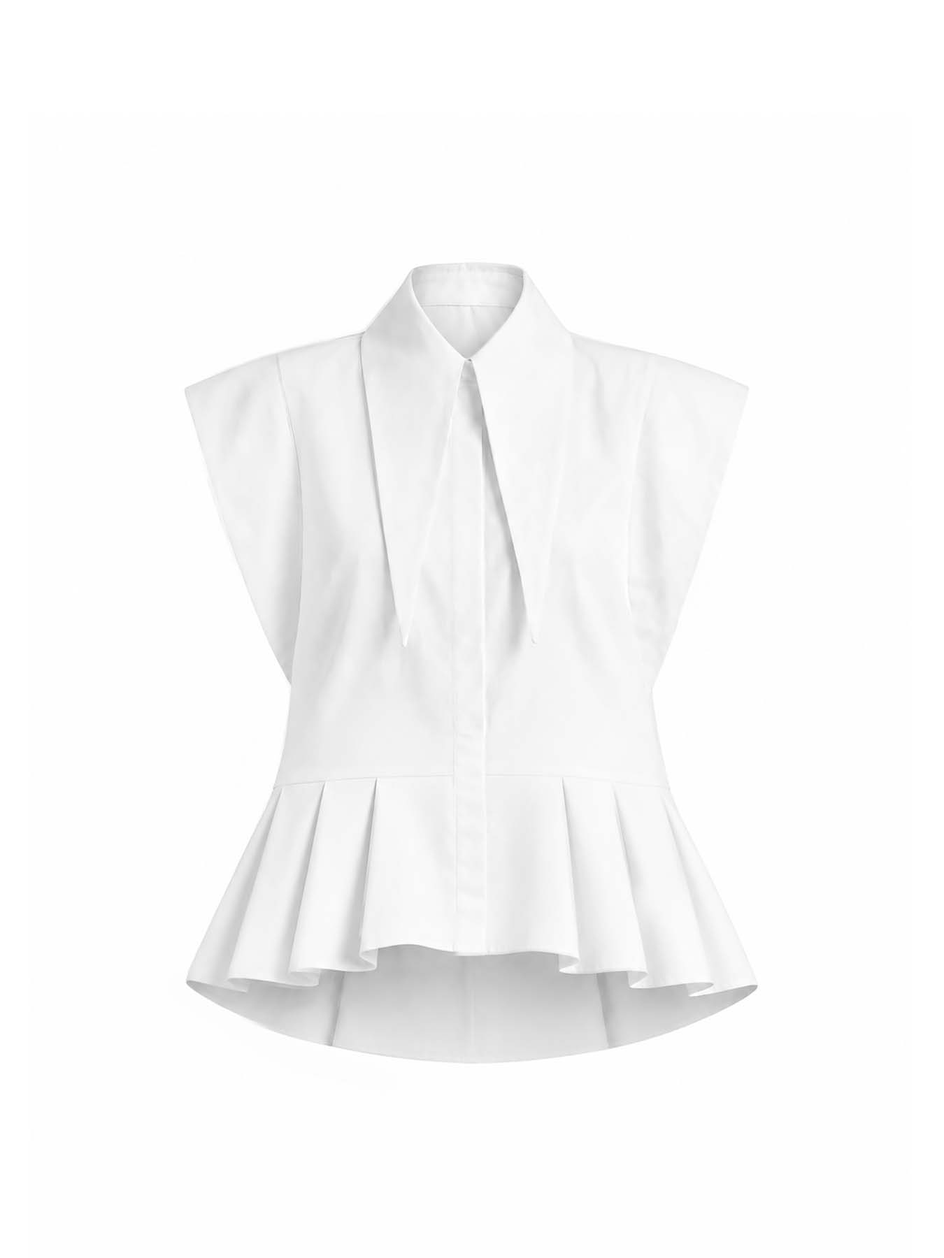 Matilda 10" Long Collar Sleeveless Shirt with Peplum