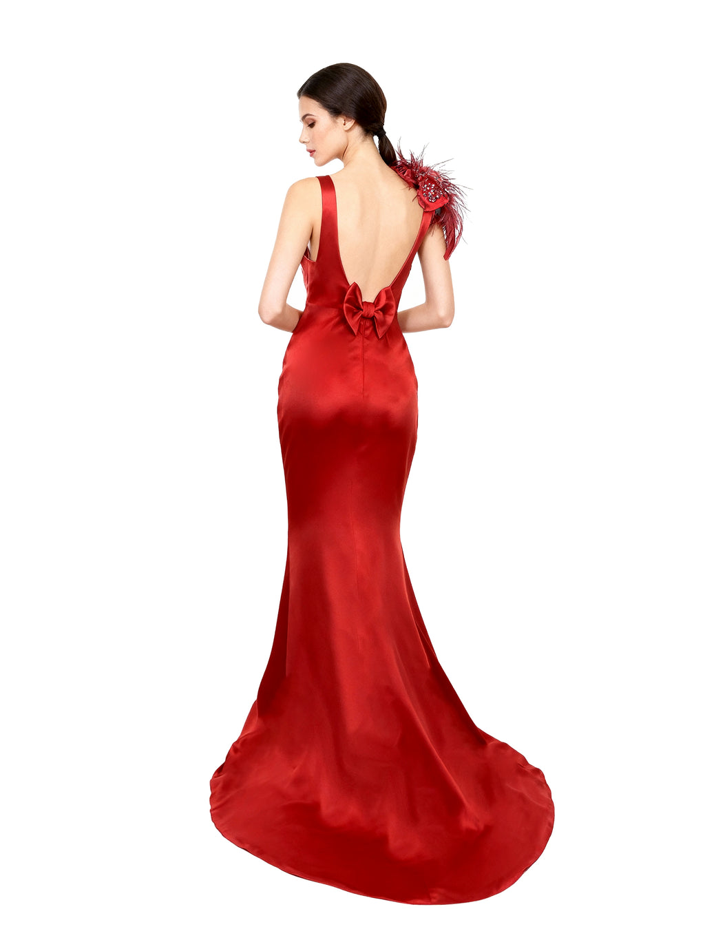 Margot Taffeta Evening Mermaid Slit Skirt Gown