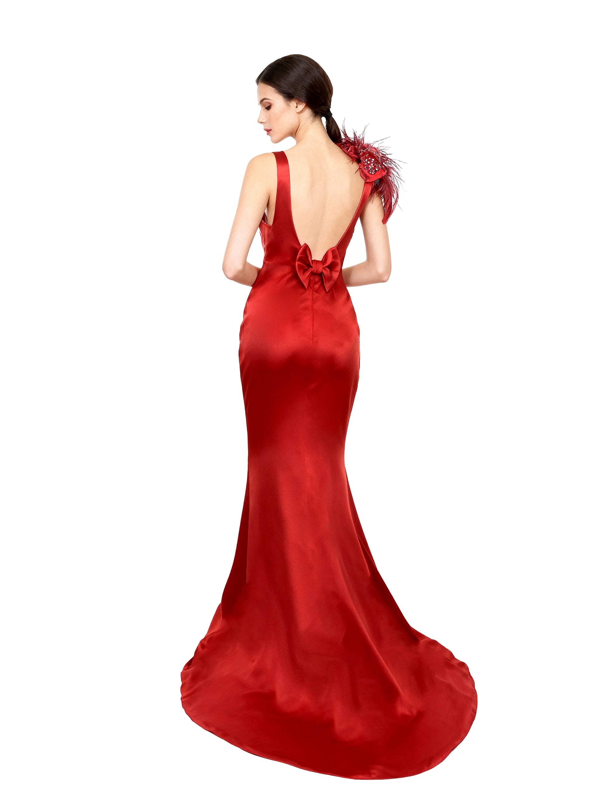 Margot Taffeta Evening Mermaid Slit Skirt Gown