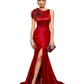 Margot Taffeta Evening Mermaid Slit Skirt Gown