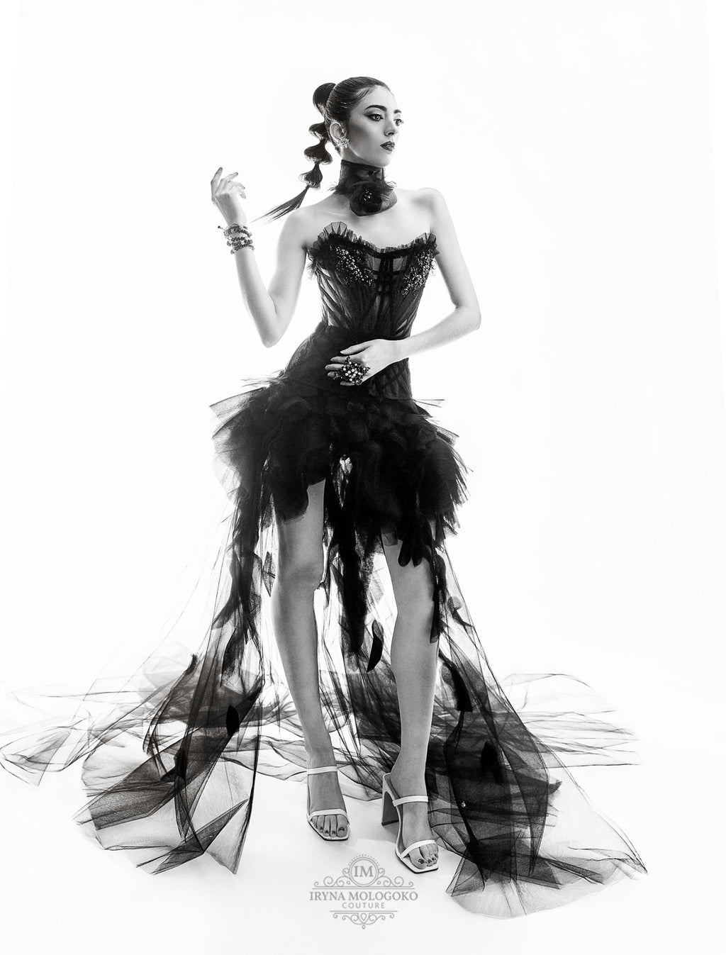 Black Tulle Flower Choker - Mologoko Couture