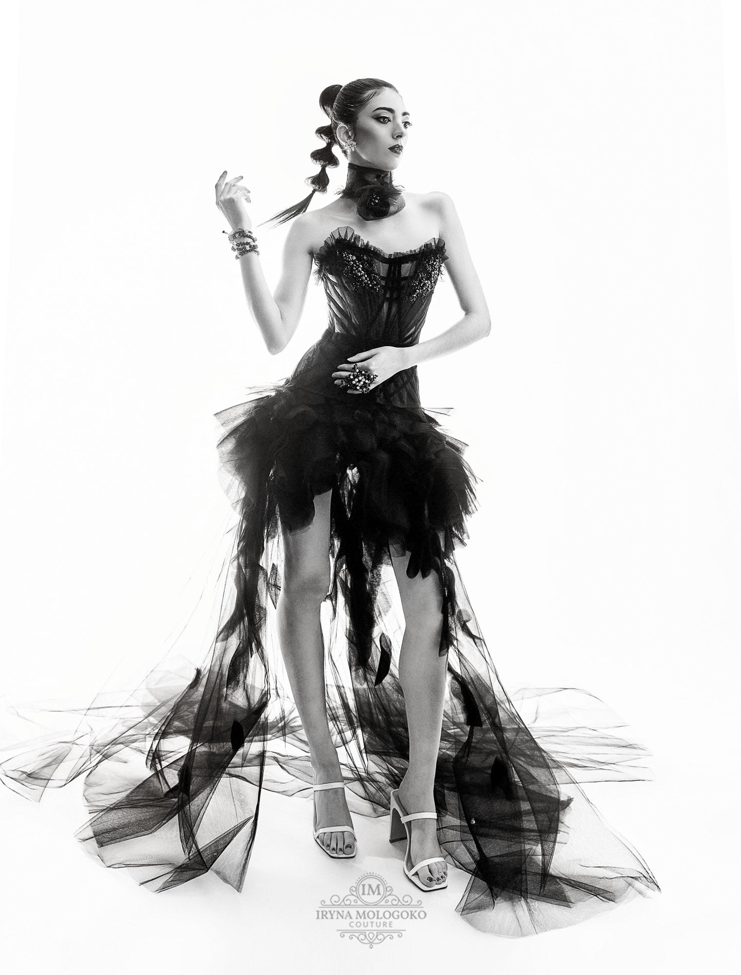 Black Tulle Flower Choker - Mologoko Couture