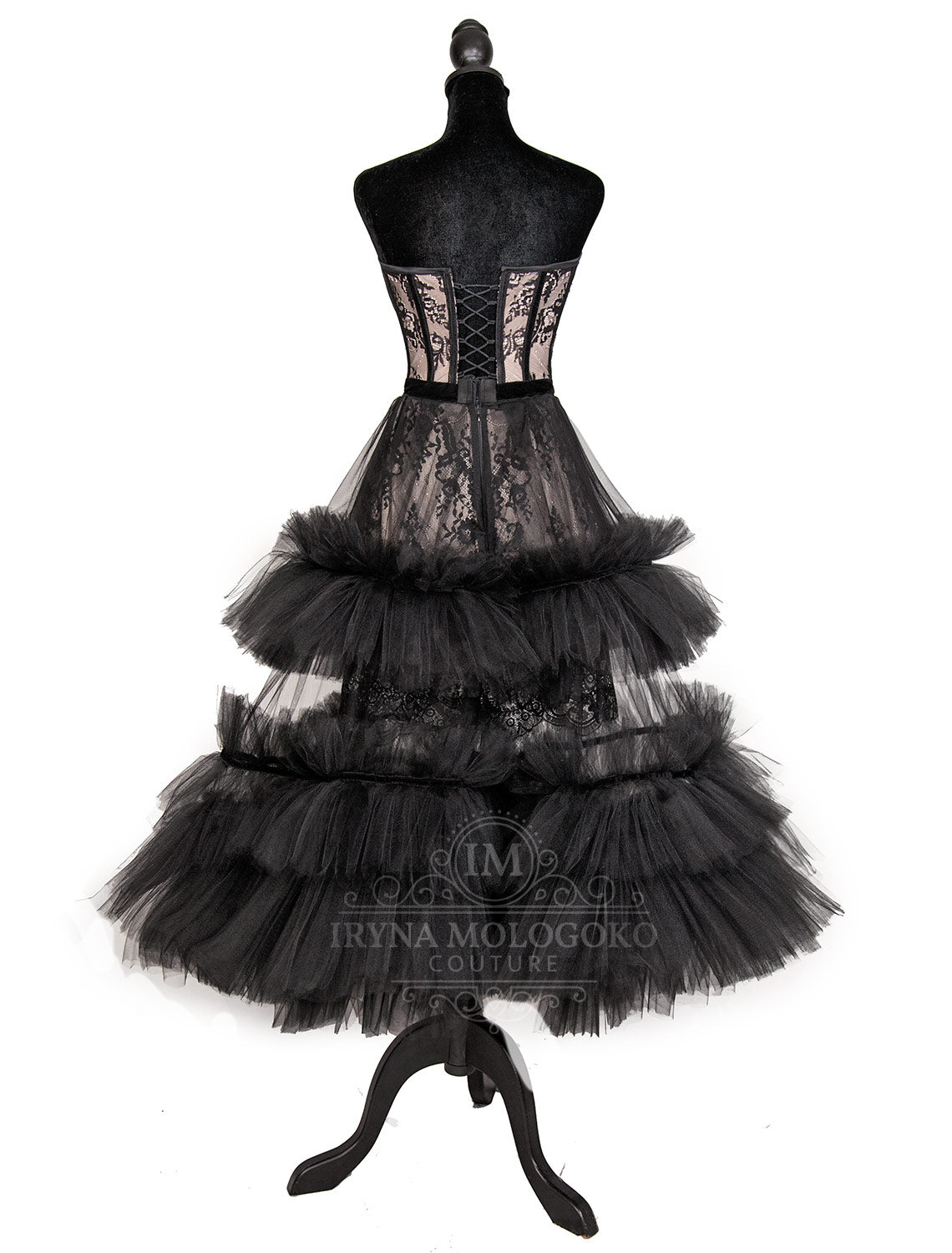 Femme En Noir Black Couture Corseted Dress - Mologoko Couture