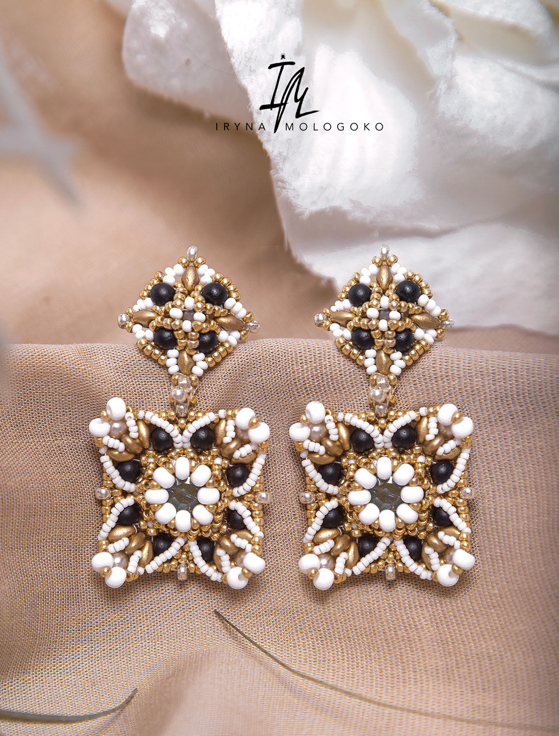 Juno Italian Style Beaded Large Earrings - Mologoko Couture