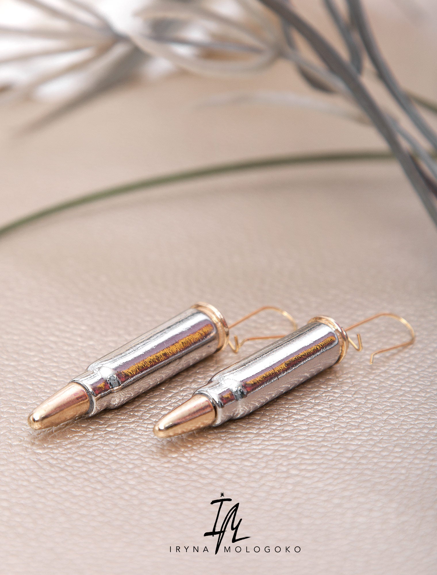 Bullet Dangle Silver And Gold Unique Earrings - Mologoko Couture