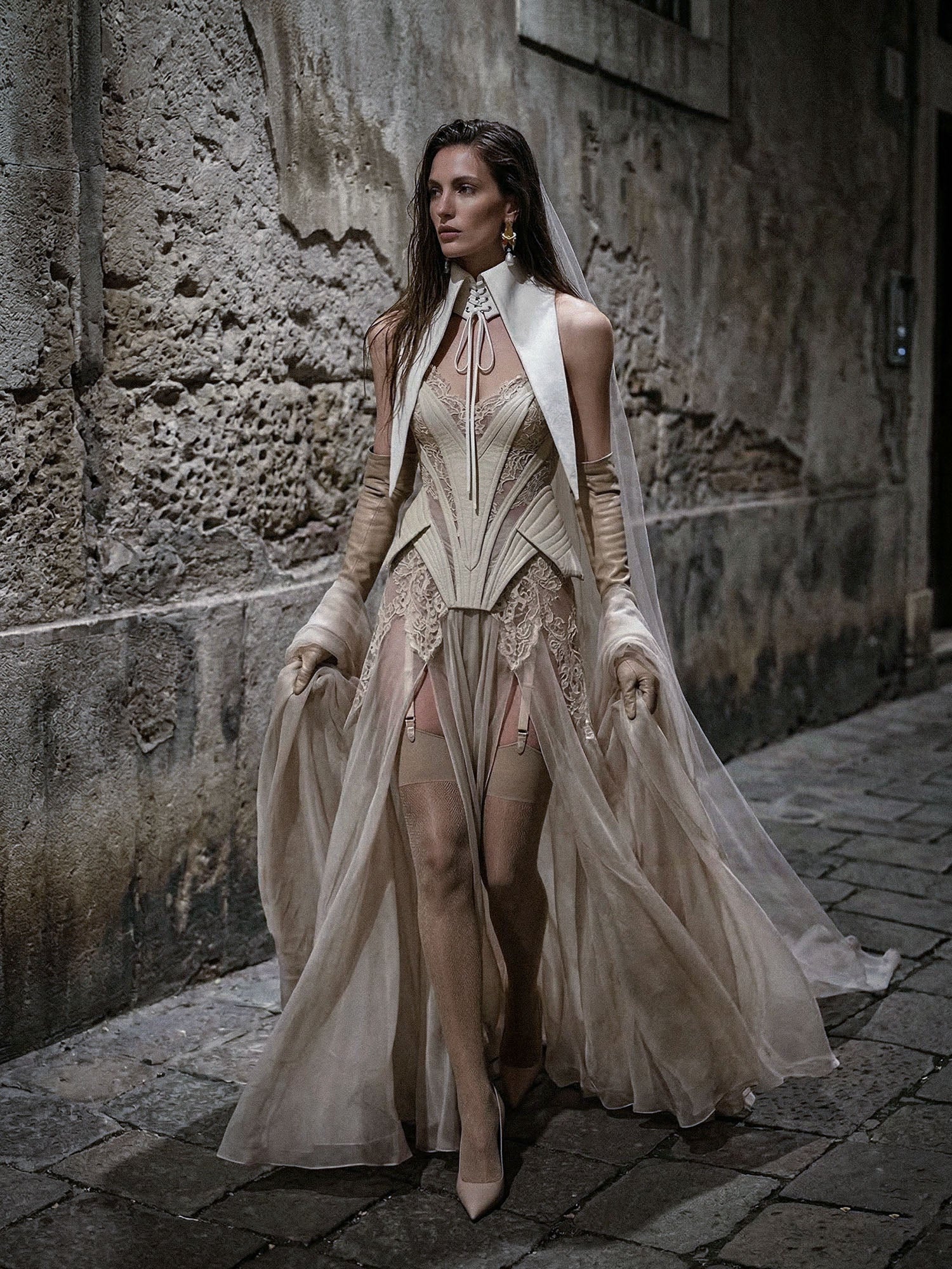 Bohemica 16 inch Pointy Collar with Lacing