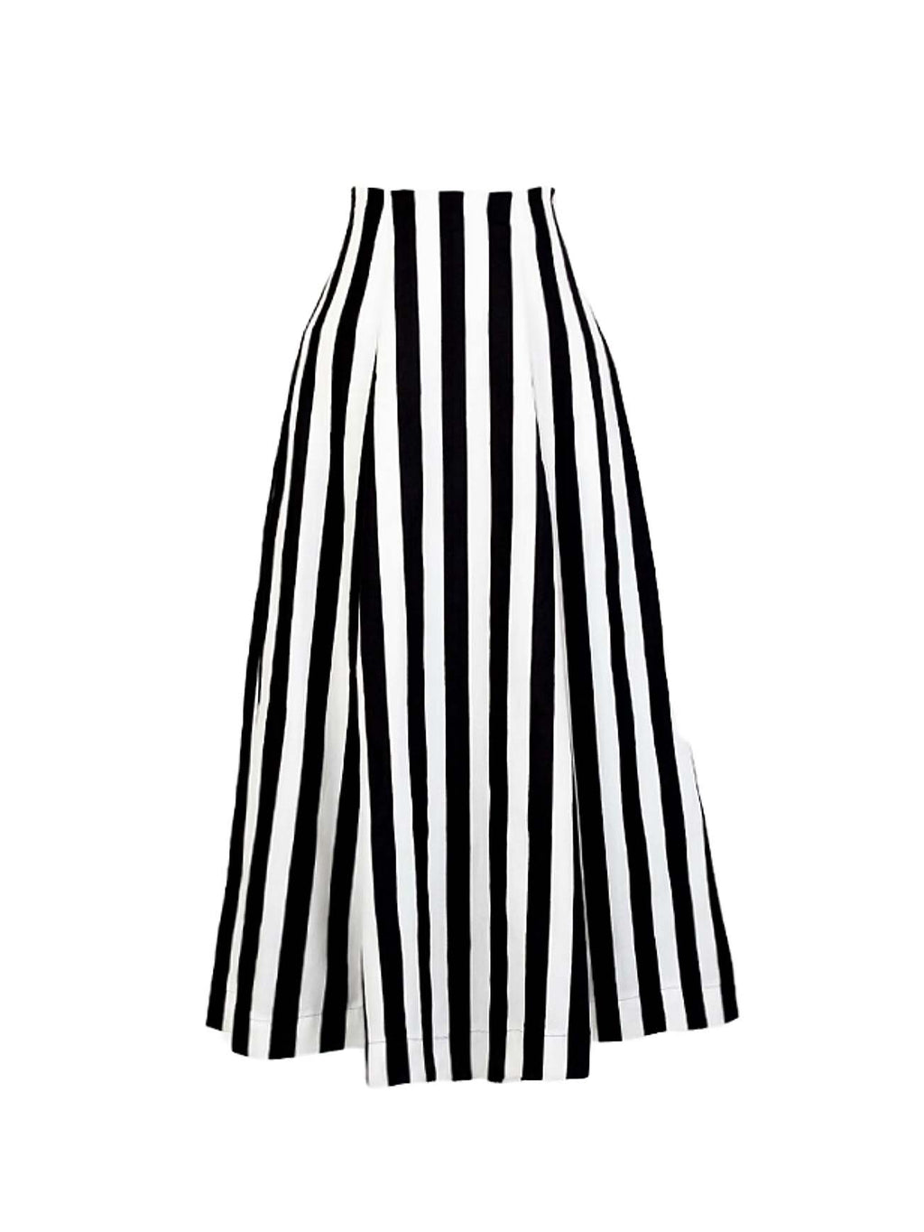 High-Waisted Striped Cotton Maxi Skirt