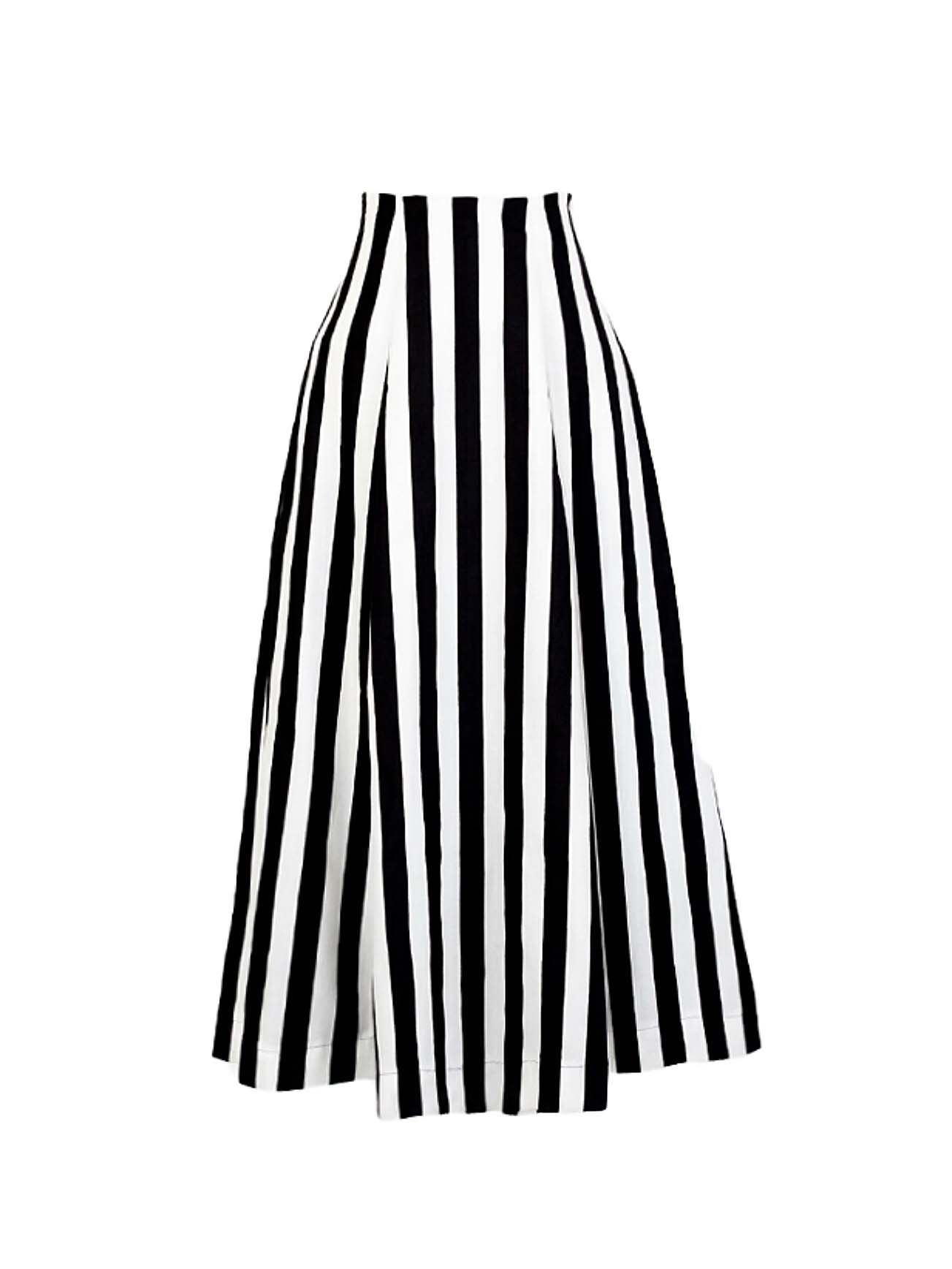 High-Waisted Striped Cotton Maxi Skirt