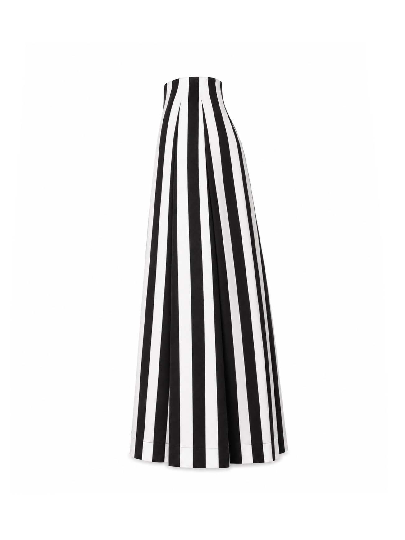 High-Waisted Striped Cotton Maxi Skirt