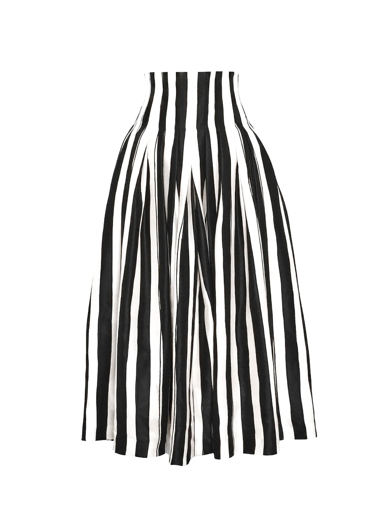 High-Waisted Striped Cotton Maxi Skirt